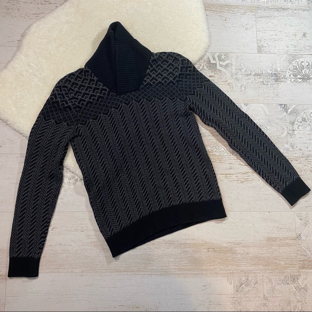 American Rag Black And Grey High Neck Knit Sweater